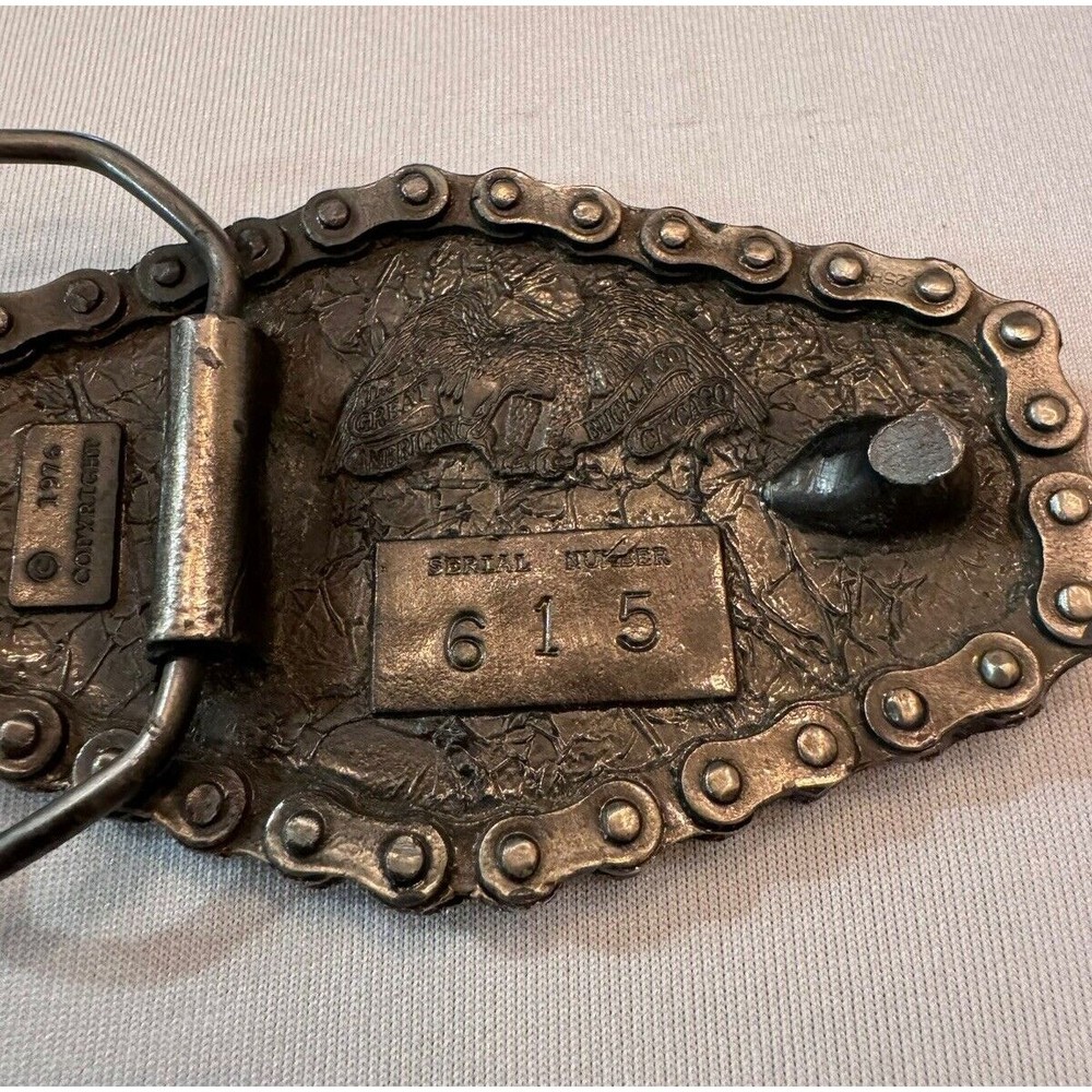 Vintage 1970’s Harley Davidson Motorcycle Chain Belt Buckle Metal - Picture 4 of 9